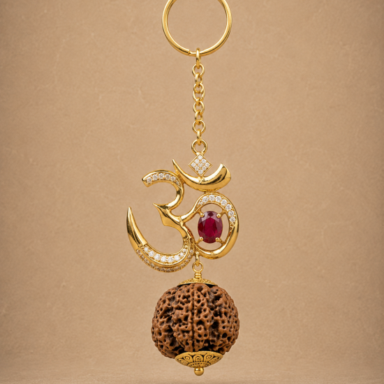 Keyring Brass Om