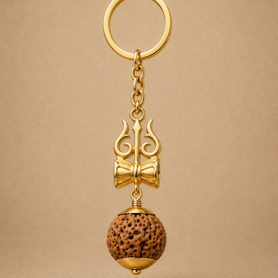 Keyring Brass Trishul Damaru